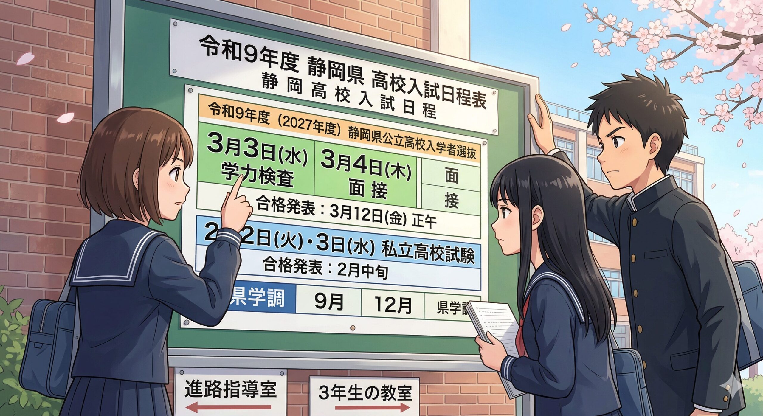 令和9年度静岡県高校入試日程表